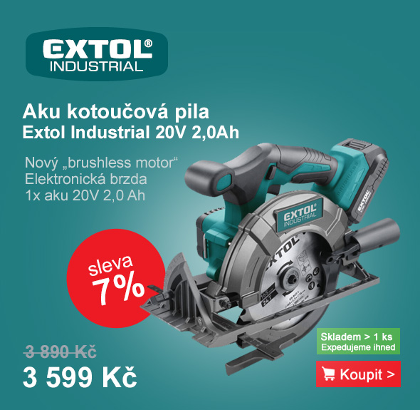 Aku kotoučová pila SHARE 20V 2,0Ah BRUSHLESS Extol Industrial 87