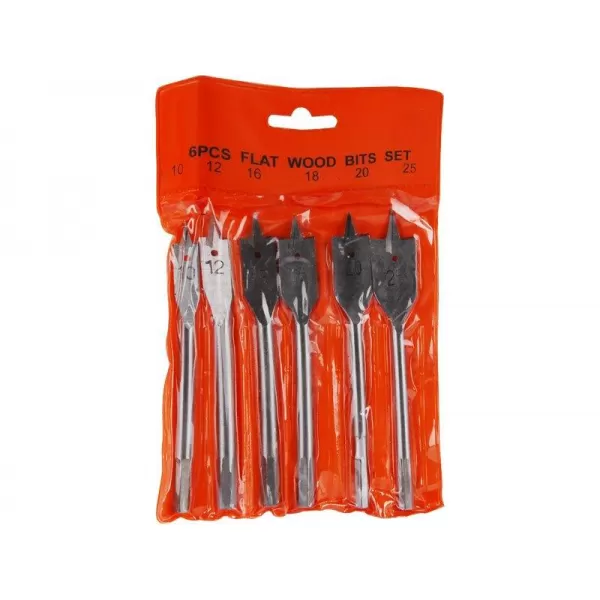 Vrtáky ploché do dřeva sada 6ks 10-12-16-18-20-25mm délka 150mm šestihranná stopka EXTOL CRAFT 1170