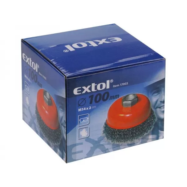 Kartáč hrnkový 100mm vlnitý drát S 0,3mm M14x2mm EXTOL CRAFT 17003