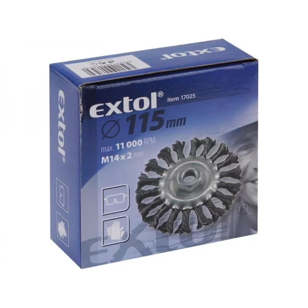 Kartáč radiální copánkový 125mm vlnitý drát S 0,5mm M14x2mm EXTOL CRAFT 17026