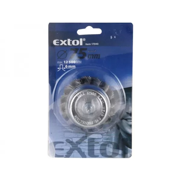 Kartáč hrnkový copánkový 75mm vlnitý drát S 0,5mm stopka 6mm EXTOL CRAFT 17040