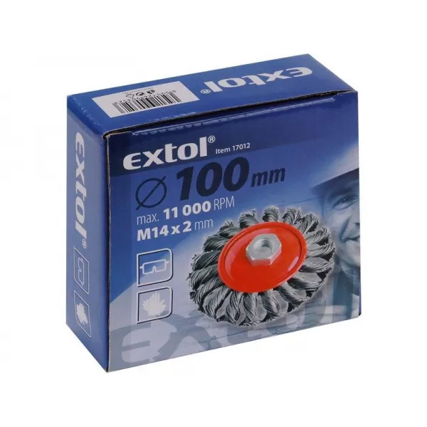 Kartáč miskový copánkový 100mm vlnitý drát S 0,5mm M14x2mm EXTOL CRAFT 17012