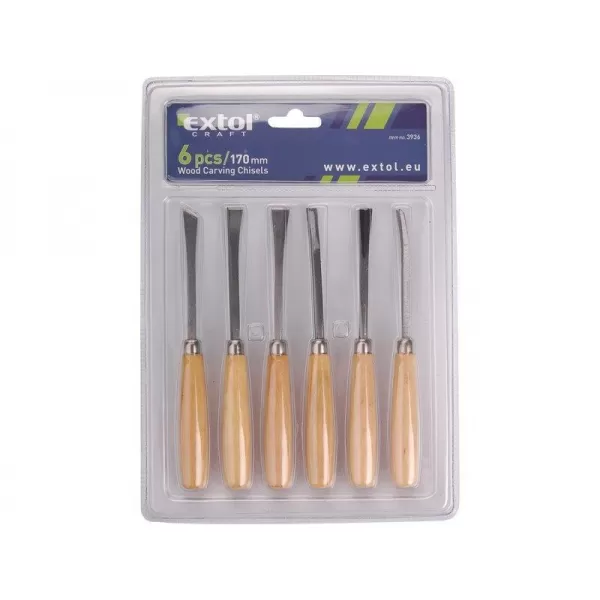 Sada dlát řezbářských 6ks 165mm s dřevěnou rukojetí EXTOL CRAFT 3936