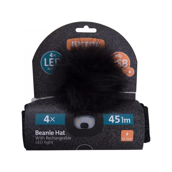 Čepice s čelovkou šedá/třpytivá s bambulí EXTOL LIGHT 43196