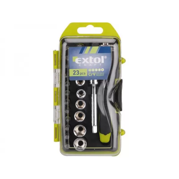 Šroubovák ráčnový s hlavicemi a hroty sada 23ks EXTOL CRAFT 53090
