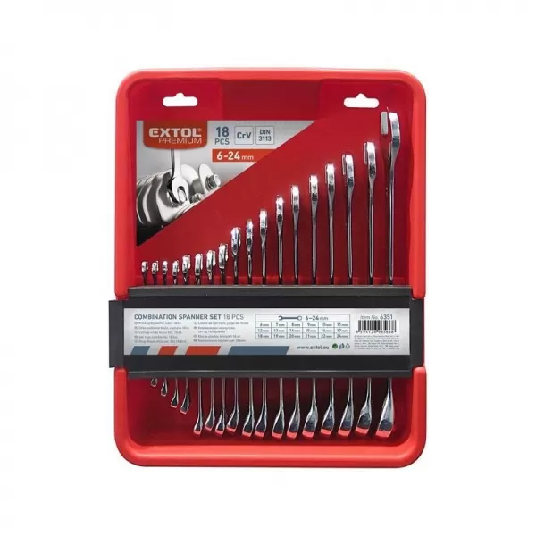 Klíče očkoploché sada 18ks 6-24mm EXTOL PREMIUM 6351