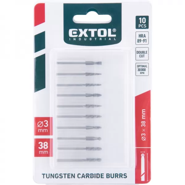 Frézy mini karbidové sada 10ks EXTOL INDUSTRIAL 8703800