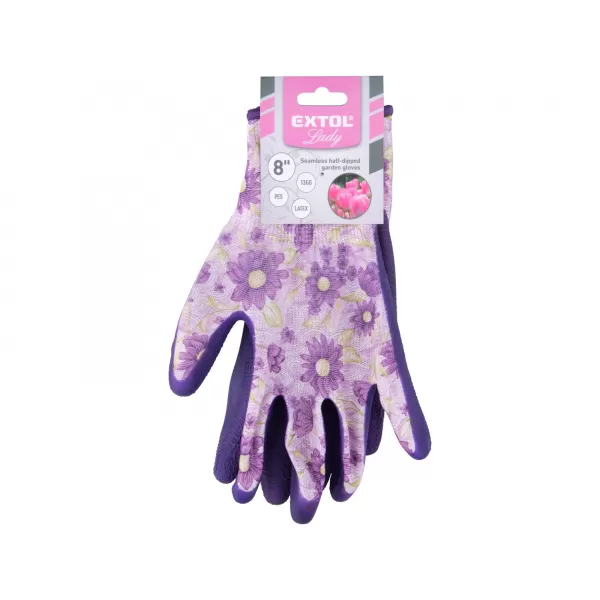 Rukavice polyesterové, bezešvé, polomáčené v latexu, velikost 8' Extol Lady 8856665