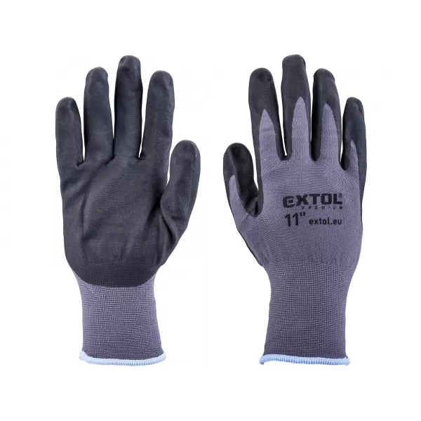 Rukavice nylonové, bezešvé, polomáčené v nitrilu, velikost 11' Extol Premium 8856683