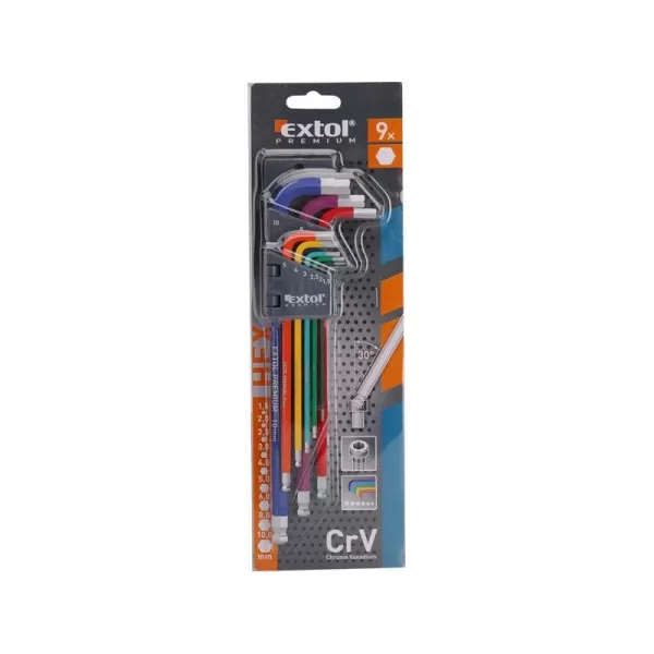 L-klíče imbusy prodloužené barevné sada 9ks EXTOL PREMIUM 8819315