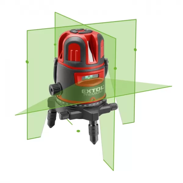 Zelený liniový křížový samonivelační laser 1H x 4V (+6D) EXTOL PREMIUM 8823312
