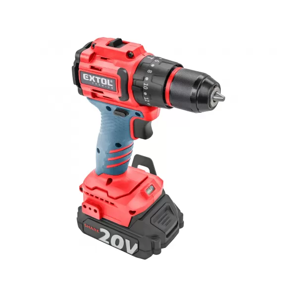 Aku vrtačka s příklepem 20V 1x2,0Ah SHARE20V BRUSHLESS EXTOL PREMIUM 8891808