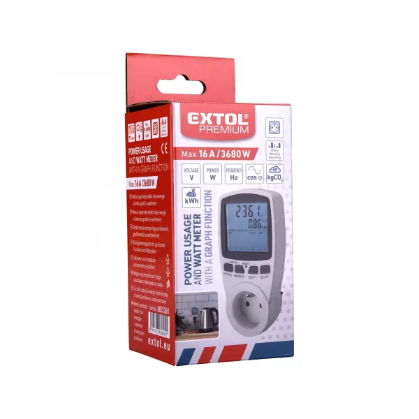 Měřič spotřeby el. energie - wattmetr EXTOL PREMIUM 8831260