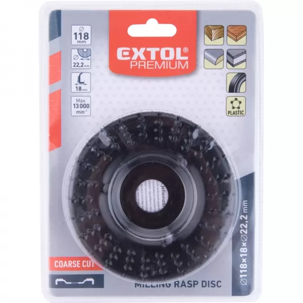 Kotouč rašplový/frézovací na dřevo, 118x18x22,2mm, hrubý sek EXTOL PREMIUM 8803720