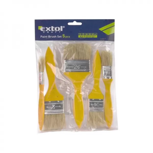 Štětce ploché sada 5ks 0,5-1-1,5-2-2,5" (12-25-38-50-63mm) dřevěná rukojeť EXTOL CRAFT 9153