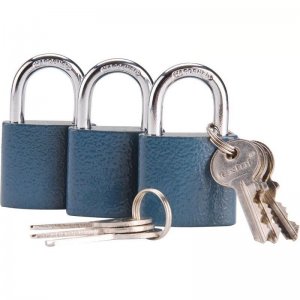Zámky visací sjednocené na jeden klíč sada 3 kusů 6 klíčů EXTOL CRAFT 93101