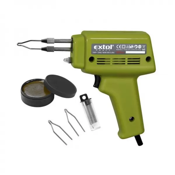Pistole pájecí transformátorová s příslušenstvím 100W EXTOL CRAFT 9921