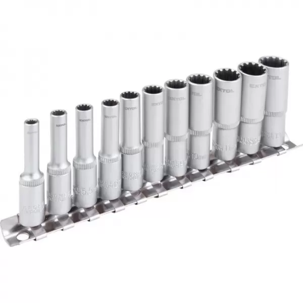 Hlavice nástrčné prodloužené, MULTI-LOCK, sada 11ks, 1/4"(4-13mm), CrV EXTOL PREMIUM 8818111