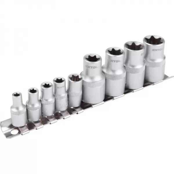 Hlavice nástrčné vnitřní TORX, sada 9ks, 1/4",1/2" (E5-E18), CrV EXTOL PREMIUM 8818115
