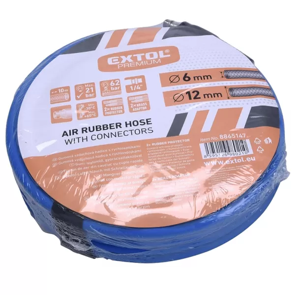 Hadice vzduchová guma 1/4", rychlospojka 1/4" 10m EXTOL PREMIUM 8865147