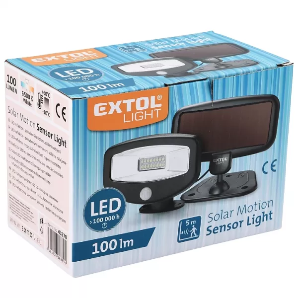 LED reflektor s pohybovým čidlem 100lm solární nabíjení EXTOL LIGHT 43270