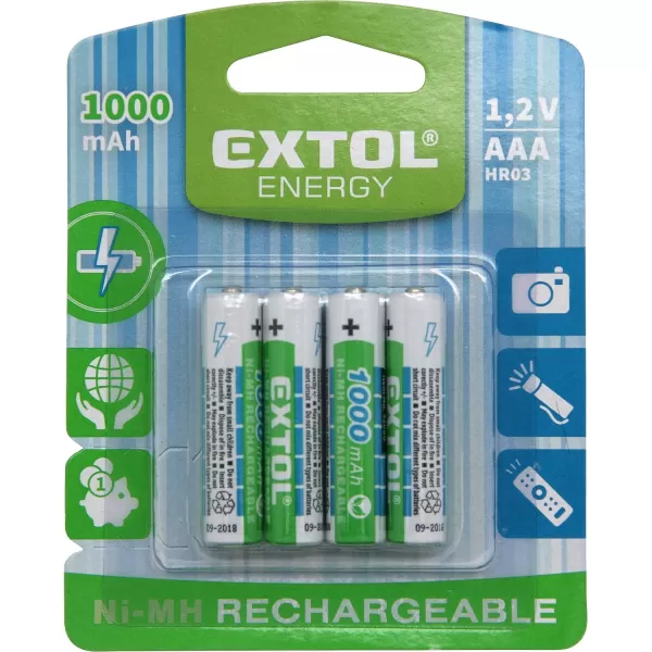 Nabíjecí baterie 4ks AAA (HR03) 1,2V 1000mAh NiMh EXTOL ENERGY 42060