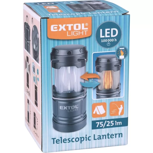 Teleskopická lucerna LED 75ml/25lm plamen EXTOL LIGHT 43158