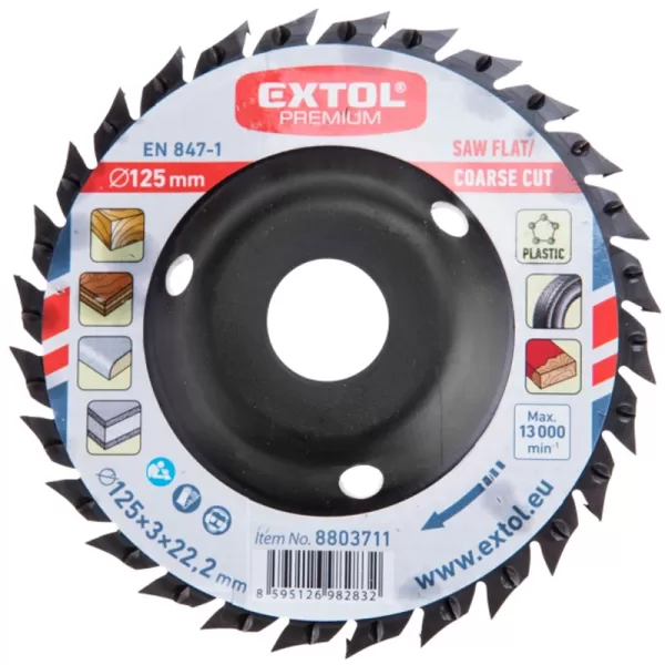 Kotouč pilový/rašplový na dřevo 125x3x22,2mm EXTOL PREMIUM 8803711