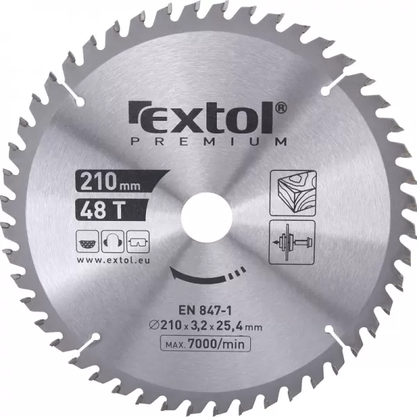 Kotouč pilový s SK plátky 210x2,2x25,4mm 48T EXTOL PREMIUM 8803235