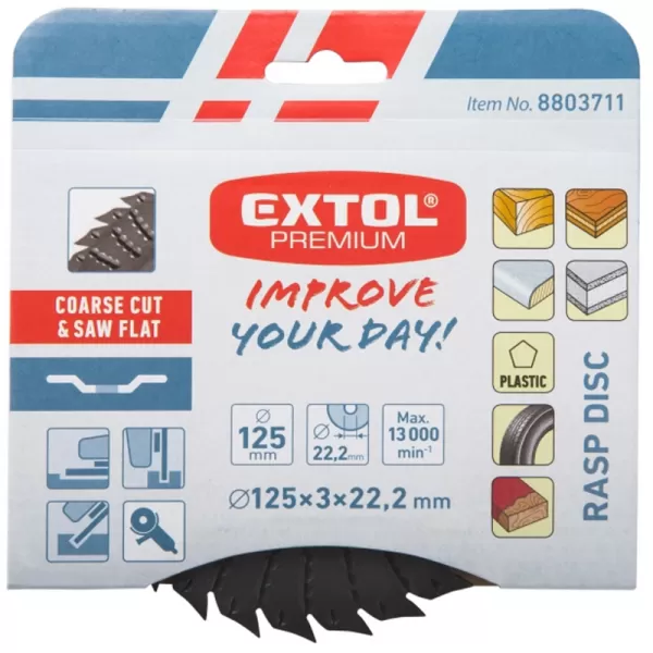 Kotouč pilový/rašplový na dřevo 125x3x22,2mm EXTOL PREMIUM 8803711