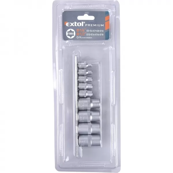 Hlavice nástrčné vnitřní TORX sada 9ks CrV EXTOL PREMIUM 8818114