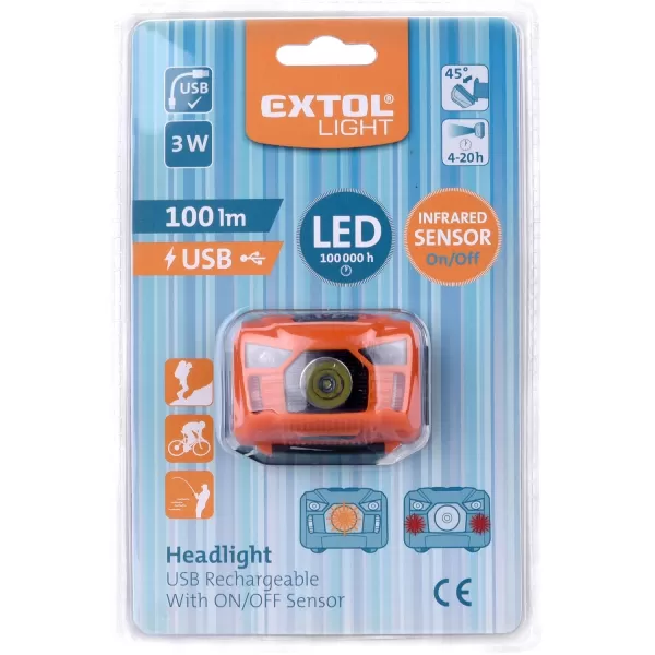 Čelovka 100lm 3W LED nabíjecí EXTOL LIGHT 43180