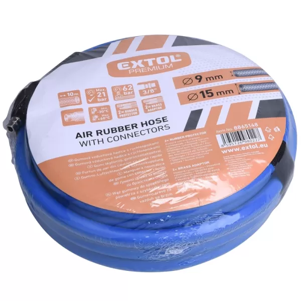 Hadice vzduchová guma 1/4", rychlospojka 3/8" 10m EXTOL PREMIUM 8865148