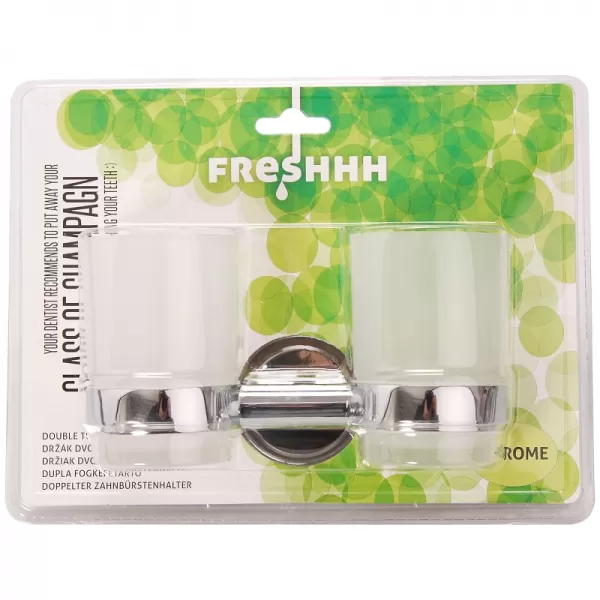 Dvojitý držák kartáčků chrom FRESHHH 830409