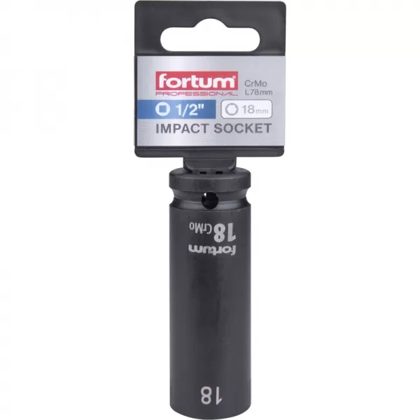 Hlavice nástrčná rázová 1/2", 18mm, L 78mm, CrMoV Fortum 4703218
