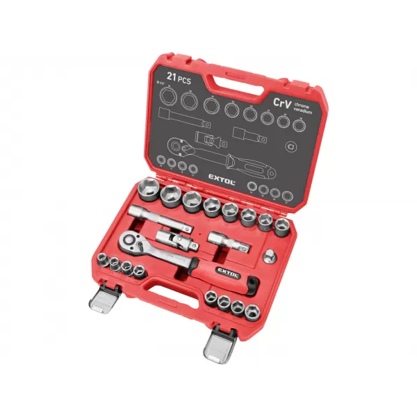 Hlavice nástrčné, sada 21ks, 1/2" EXTOL PREMIUM 8818323