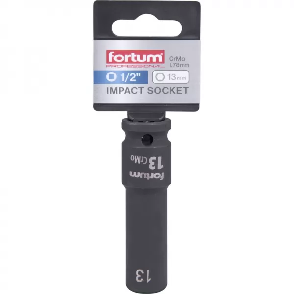 Hlavice nástrčná rázová 1/2", 13mm, L 78mm, CrMoV Fortum 4703213