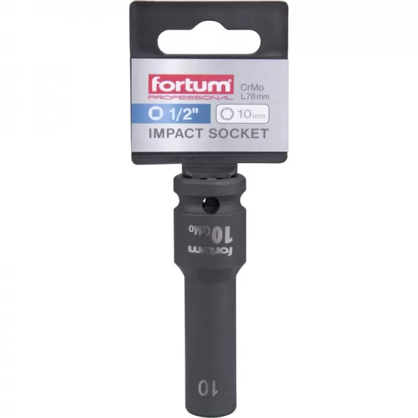 Hlavice nástrčná rázová 1/2", 10mm, L 78mm, CrMoV Fortum 4703210