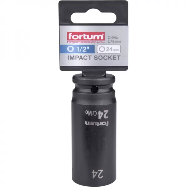 Hlavice nástrčná rázová 1/2", 24mm, L 78mm, CrMoV Fortum 4703224
