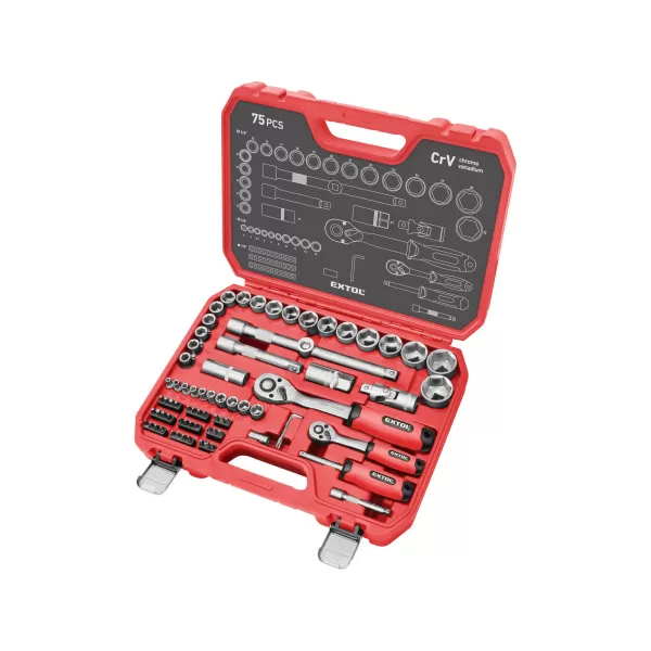 Hlavice nástrčné, sada 75ks, 1/4", 1/2" EXTOL PREMIUM 8818321