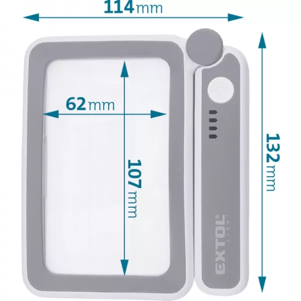 Skládací lupa se světlem, 4× zvětšení, USB nabíjení Extol Light 43164