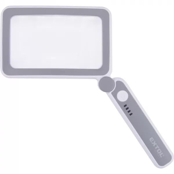 Skládací lupa se světlem, 4× zvětšení, USB nabíjení Extol Light 43164