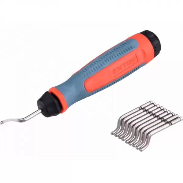 Odhrotovač univerzální, dřík 3,2mm +10ks náhradních čepelí, HSS M35 (5% Co) Extol 8803680
