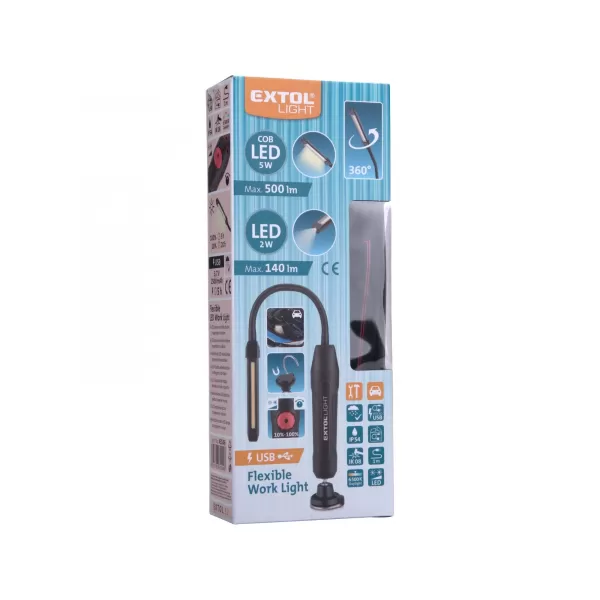 Světlo pracovní ohebné 500Im USB nabíjení Extol Light 43146