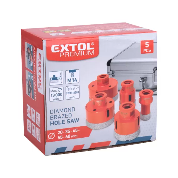 Sada 5ks vykružovacích diamantových korunek EXTOL PREMIUM 8802995