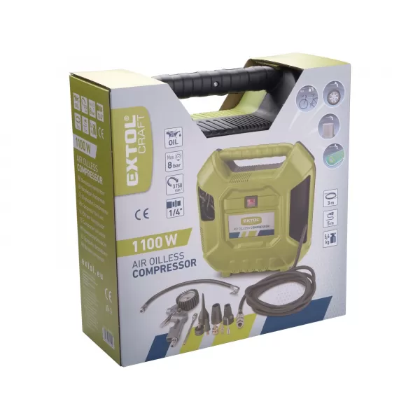 Bezolejový kompresor 1100W Extol Craft 418102