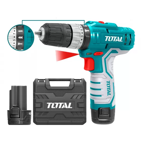 Aku vrtací šroubovák s příklepem 12V/2x1,5,0Ah Li-ion Total TIDLI1232