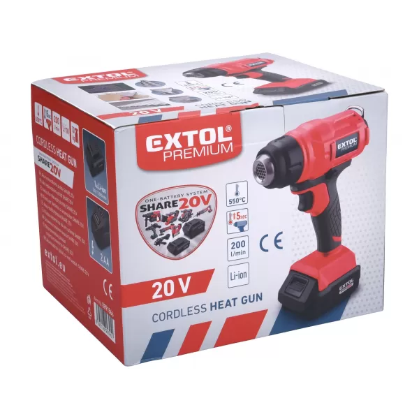 Aku horkovzdušná pistole SHARE 20V 2,0Ah Extol Premium 8891866