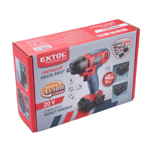 Aku rázový utahovák 20V bez aku Extol Premium 8791811