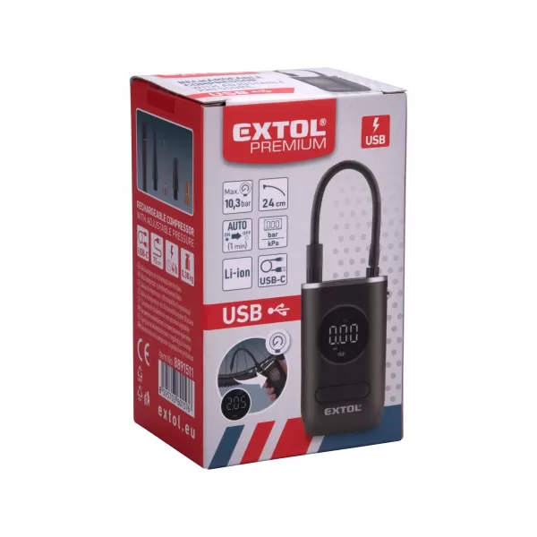 Aku kompresor 10,8 bar USB nabíjení Extol Premium 8891511
